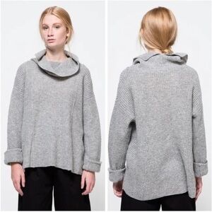 Free People Sidewinder Waffle Thermal Sweater Small Gray Wool Oversized